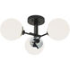Triple Play 3 Light 24.38 inch Matte Black with Polished Nickel and Opal Semi Flush Mount Ceiling Light