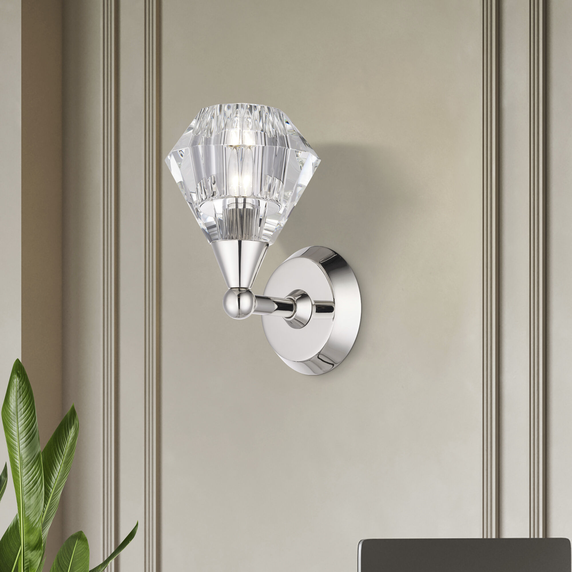 Brussels 1 Light 7 inch Polished Nickel Crystal Single Sconce Wall Light