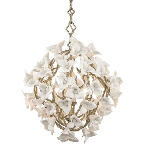 Lily 4 Light 18.5 inch Enchanted Silver Leaf Pendant Ceiling Light in 26.69