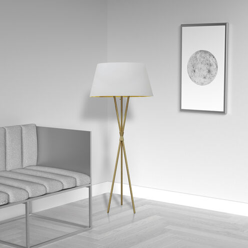 Gabriela 61.5 inch 150.00 watt Aged Brass Decorative Floor Lamp Portable Light in White/Gold Jewel Tone