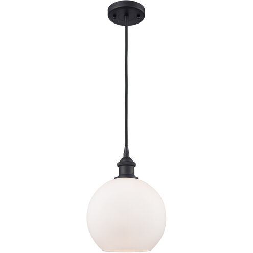 Ballston Athens 1 Light 8 inch Matte Black Mini Pendant Ceiling Light in Matte White Glass, Ballston