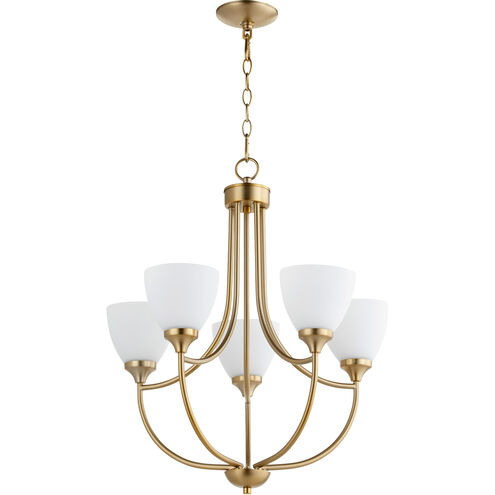 Enclave 5 Light 24 inch Aged Brass Chandelier Ceiling Light in Satin Opal