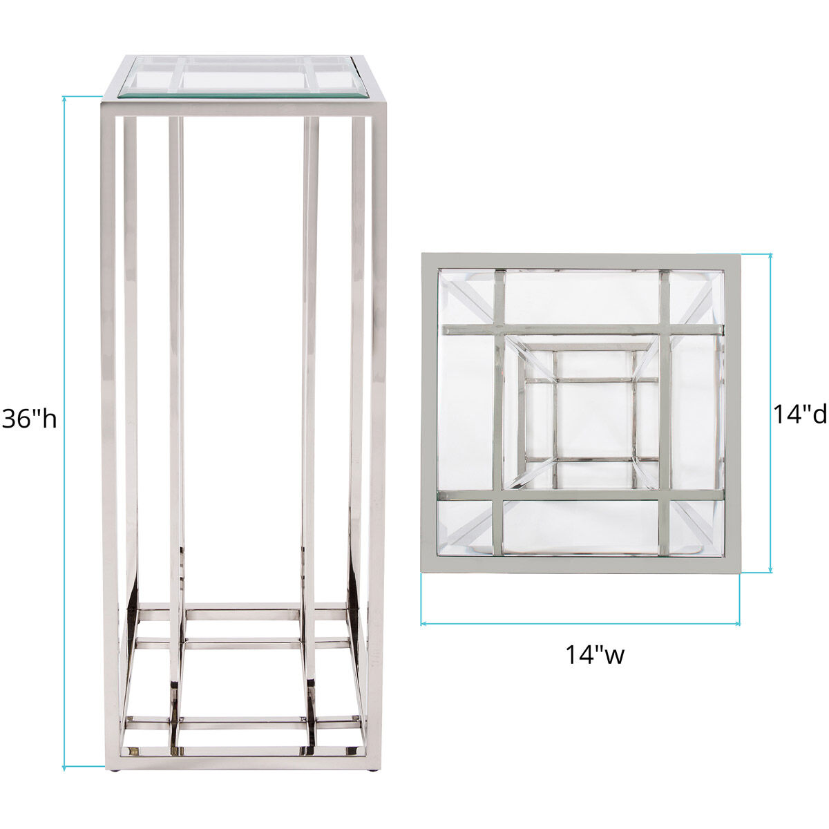 Echo 36 X 14 inch Polished Stainless Steel Pedestal Table
