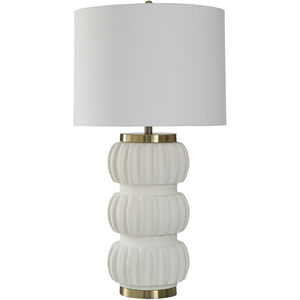 Cameron 36.75 inch 100.00 watt Satin Halifax White and Gold Table Lamp Portable Light