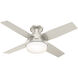 Dempsey 44 inch Matte Nickel with Matte Nickel/Walnut Blades Outdoor Ceiling Fan