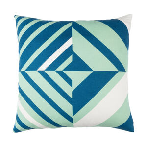 Lina 18 X 18 inch Mint and Dark Blue Throw Pillow