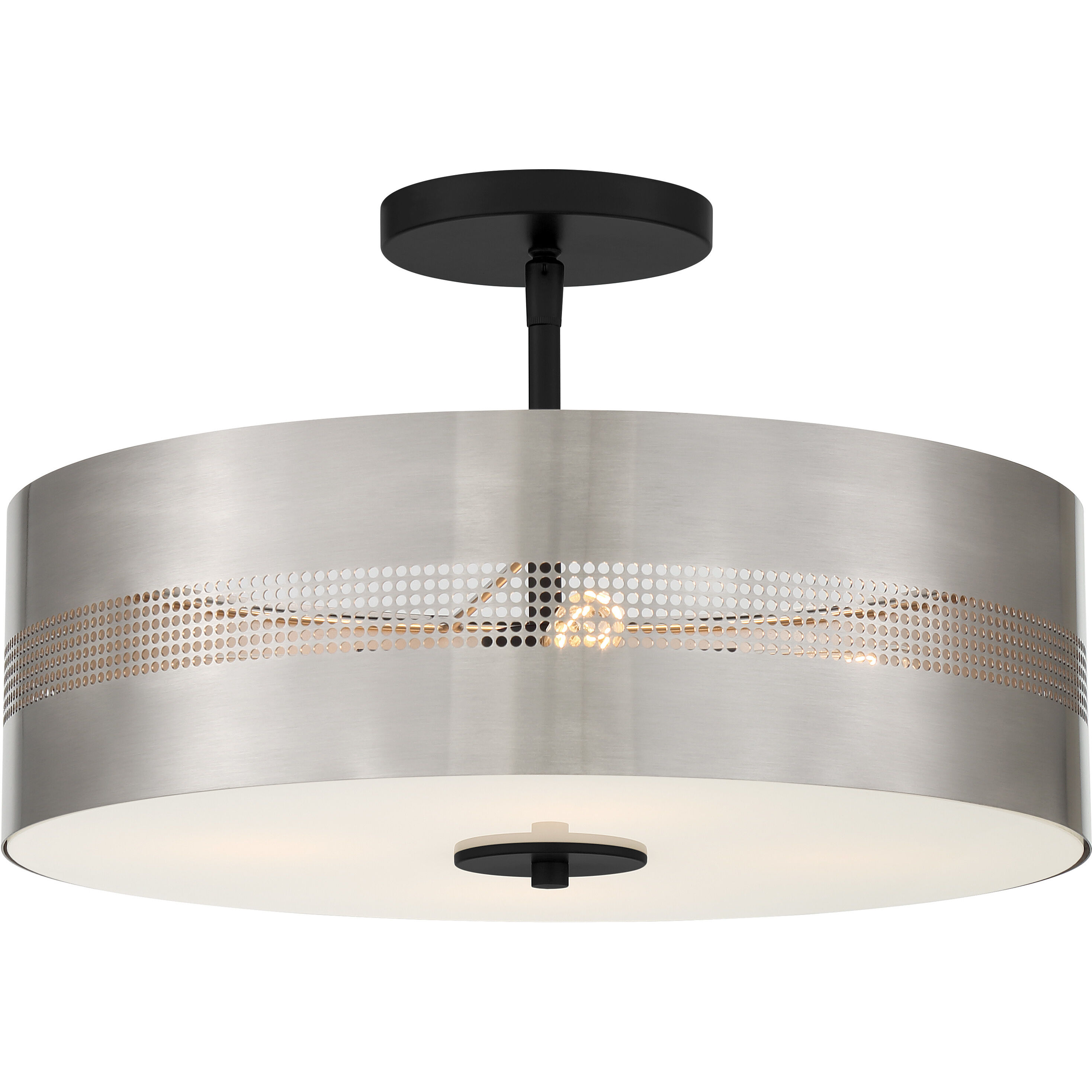 Grid 3 4 Light 16 inch Coal With Brushed Nickel Pendant / Semi Flush Ceiling Light