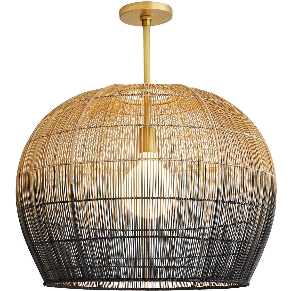 Swami 1 Light 22 inch Natural and Black Ombre with Antique Brass Pendant Ceiling Light, Small