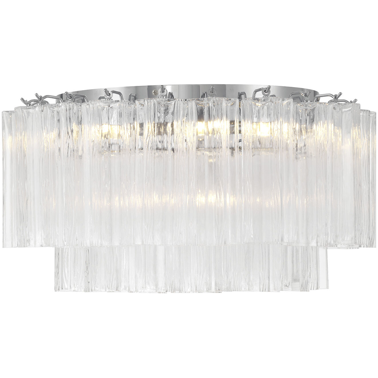 Addis 7 Light 22.25 inch Polished Chrome Flush Ceiling Light in Tronchi Glass Clear