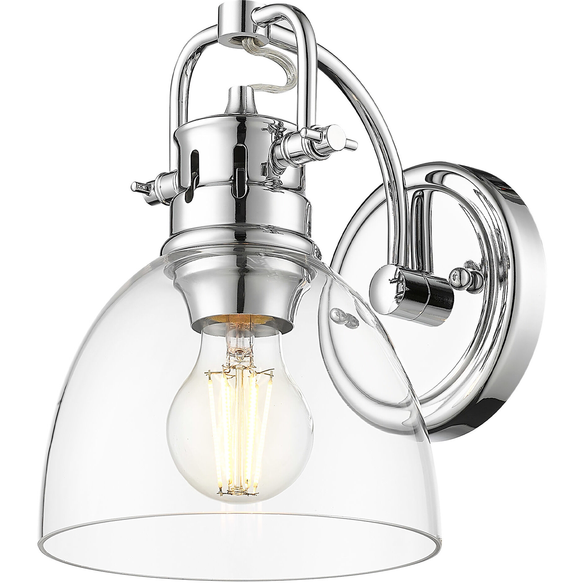 Yep Duncan Vanity Wall Light in Chrome, Clear Glass