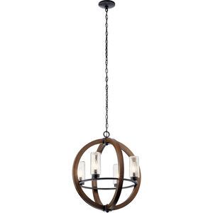Grand Bank 4 Light 20 inch Auburn Stained Outdoor Chandelier