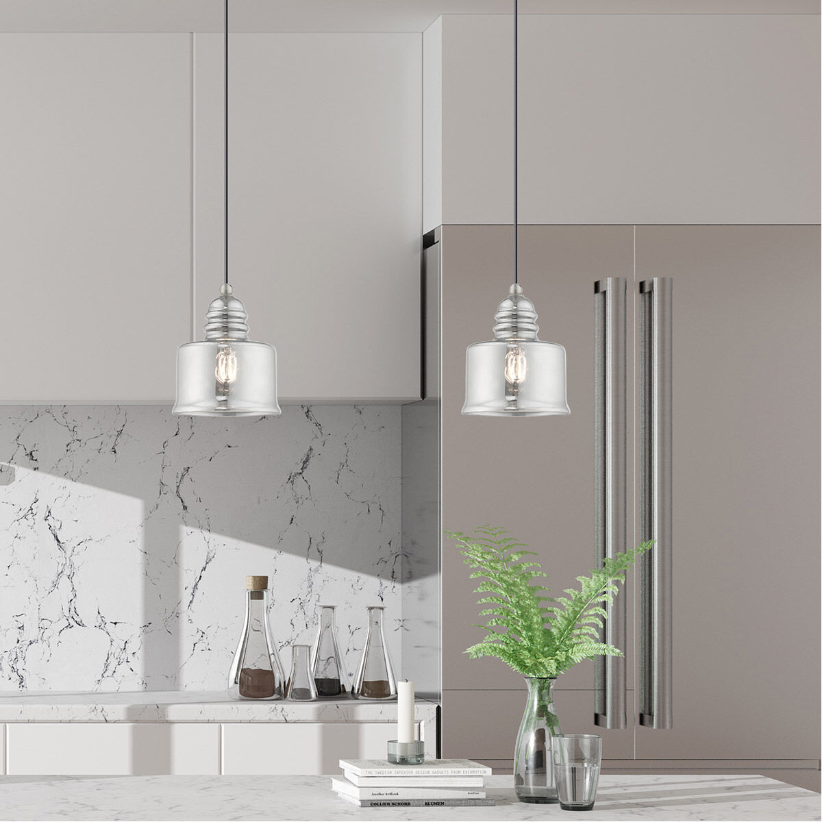 Art Glass 1 Light 7 inch Brushed Nickel Mini Pendant Ceiling Light