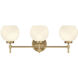 Hannah 3 Light 24 inch Warm Brass Bathroom Vanity Light Wall Light, Lighting One