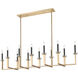 Gaultier 12 Light 56.75 inch Mondern Gold Linear Chandelier Ceiling Light in Modern Gold