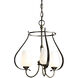 Flora 3 Light 19.4 inch Bronze Chandelier Ceiling Light in Opal