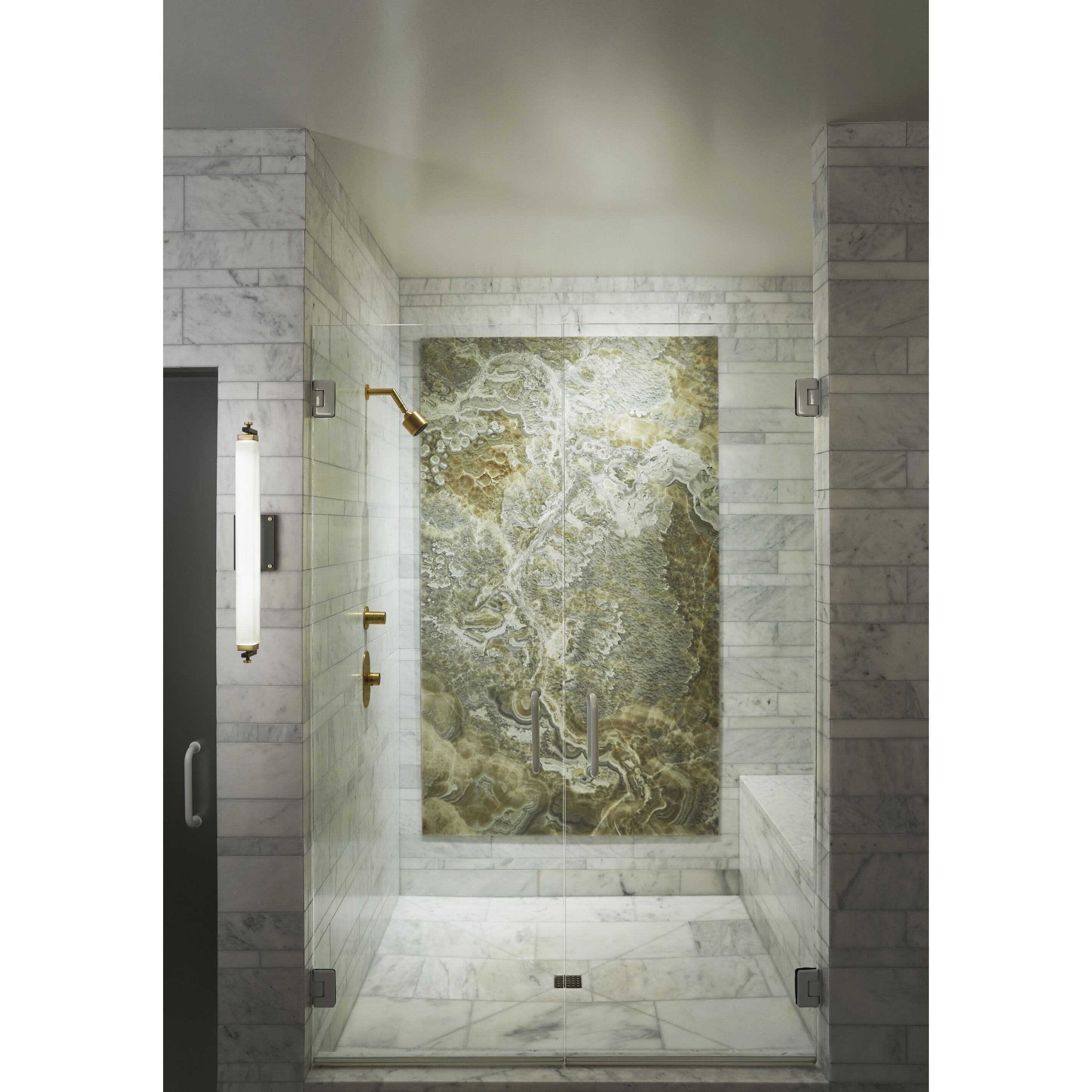 Rollins LED 24 inch Black with Heritage Brass Bath Light Wall Light in Black / Heritage Brass, Vertical