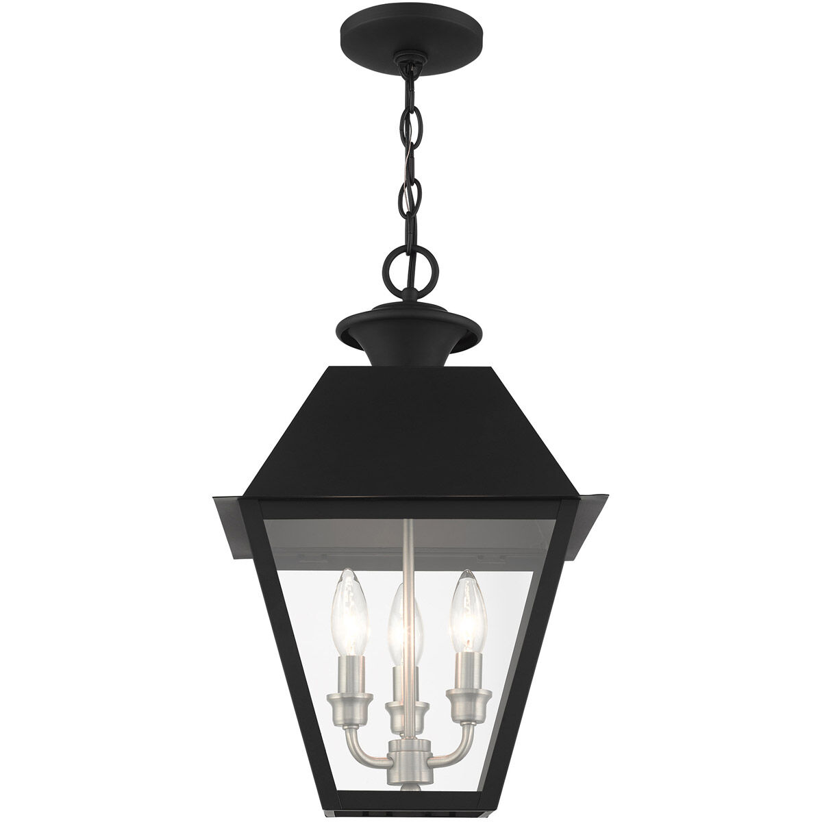 Mansfield 3 Light 12 inch Black Outdoor Pendant Lantern