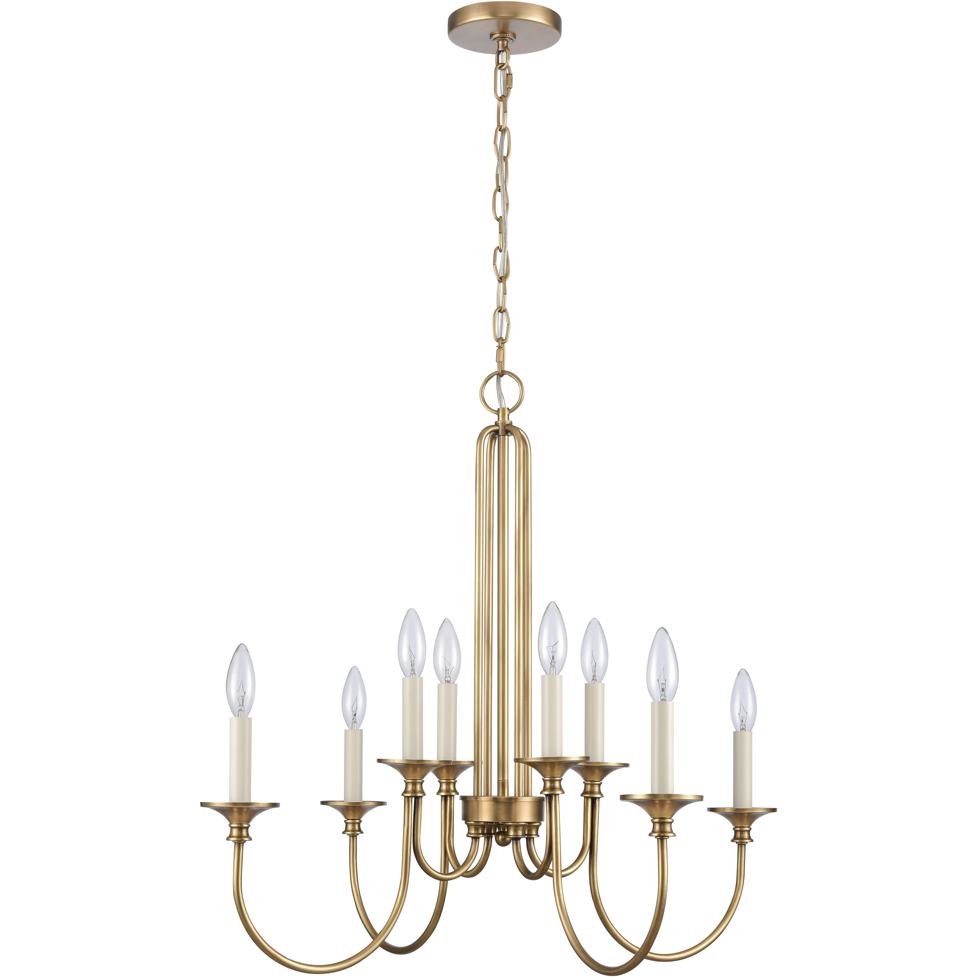 Cecil 8 Light 28 inch Natural Brass Chandelier Ceiling Light