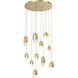 Pebble LED Gilded Brass Chandelier Ceiling Light, Multi-Port
