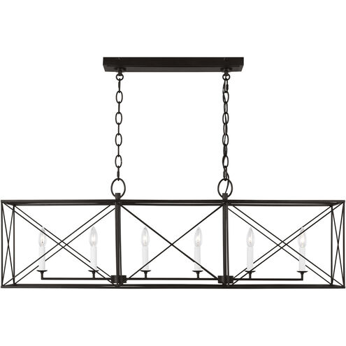 C&M by Chapman & Myers Beatrix 6 Light 46 inch Aged Iron Linear Lantern Pendant Ceiling Light