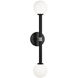 Stellar 2 Light 5 inch Black Wall Sconce Wall Light in Black and Opal Glass