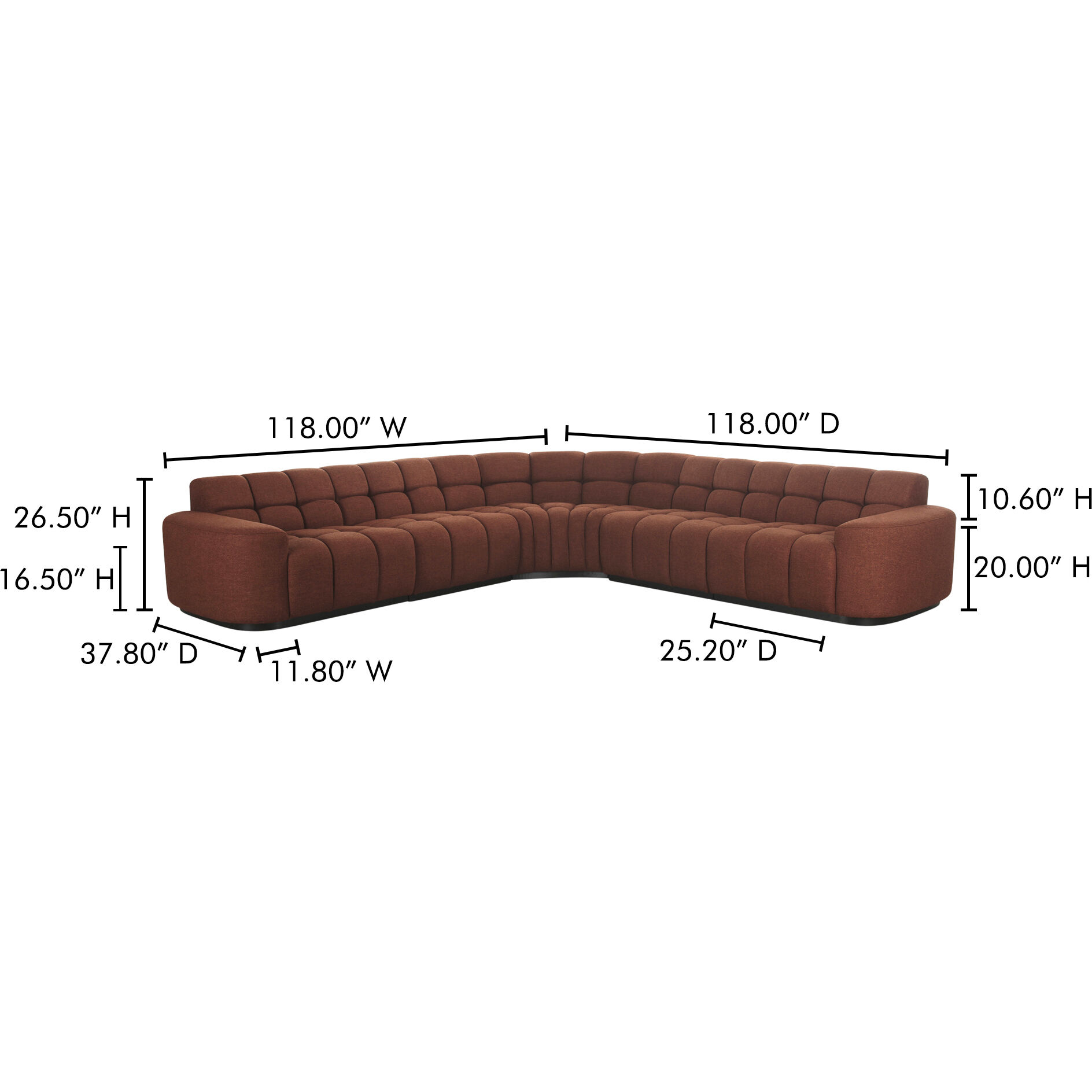 Roman Orange L-Shaped Sectional