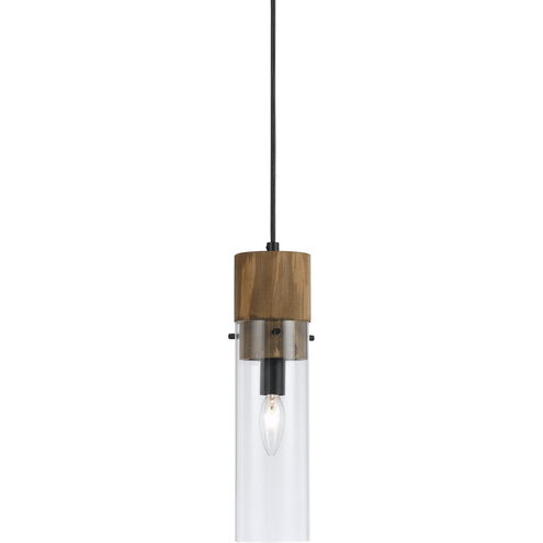 Spehroid 1 Light 4 inch Black and Wood Pendant Ceiling Light