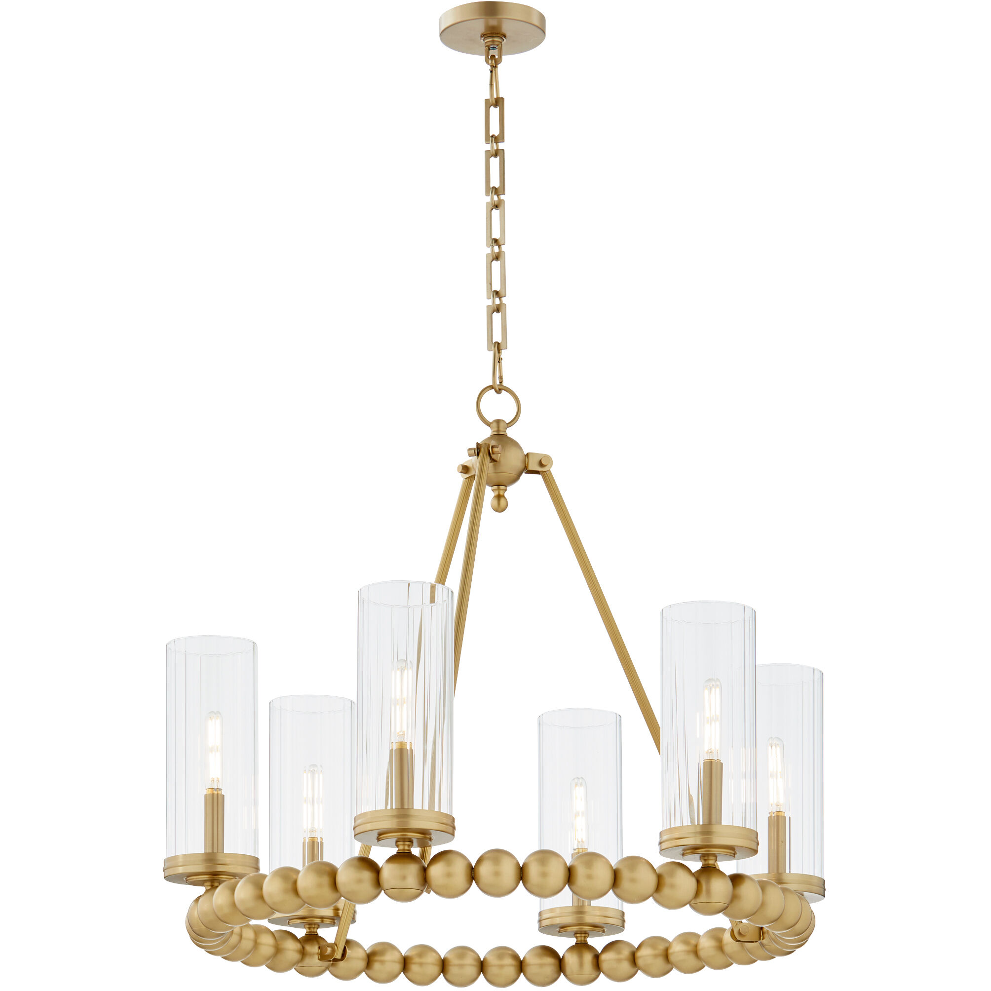 Lee Boulevard 6 Light 28 inch Aged Brass Chandelier Ceiling Light