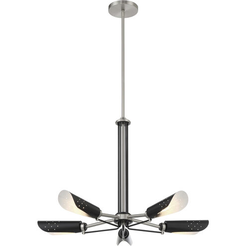 Turbine 5 Light 28 inch Coal With Brushed Nickel Chandelier Ceiling Light