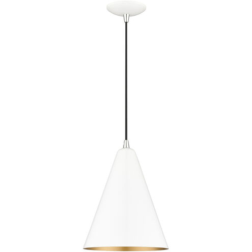 Dulce 1 Light 10 inch Shiny White with Polished Chrome Accents Pendant Ceiling Light