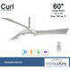 Curl 60 inch Brushed Nickel/Silver with Silver Blades Ceiling Fan