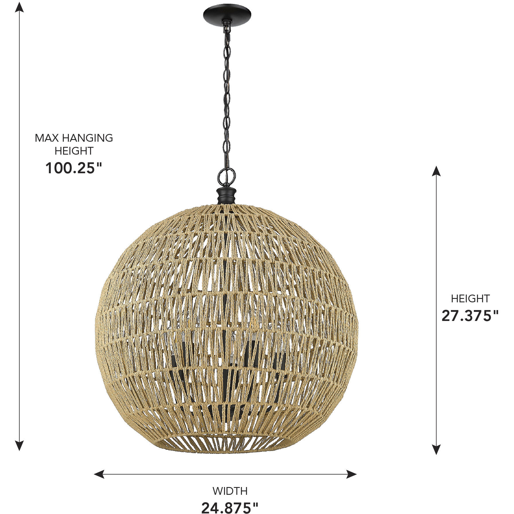 Florence 5 Light 24.88 inch Matte Black Pendant Ceiling Light