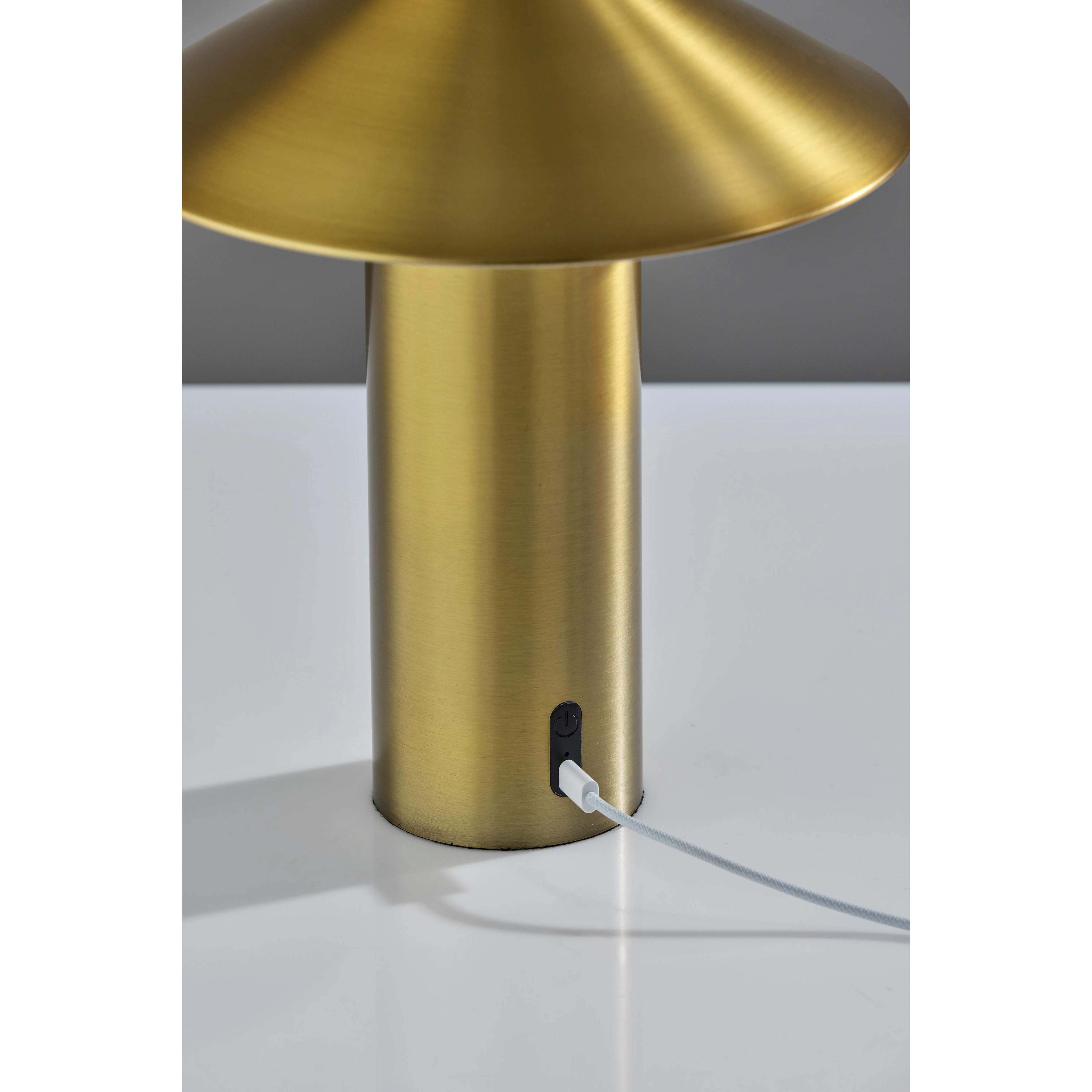 Pina 10.5 inch 4.00 watt Antique Brass Cordless Table Lamp Portable Light, ADS360