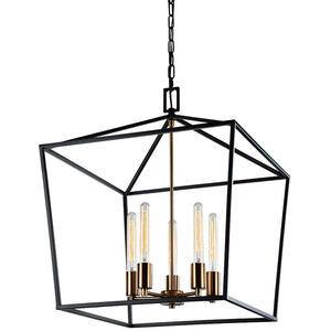 Scatola 5 Light 20 inch Rusty Black and Aged Gold Brass accents Chandelier Ceiling Light