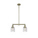 Franklin Restoration Small Bell LED 21 inch Antique Brass Chandelier Ceiling Light in Seedy Glass, Franklin Restoration