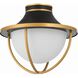 Atlas 2 Light 13.5 inch Matte Black and Textured Gold Outdoor Semi Flush