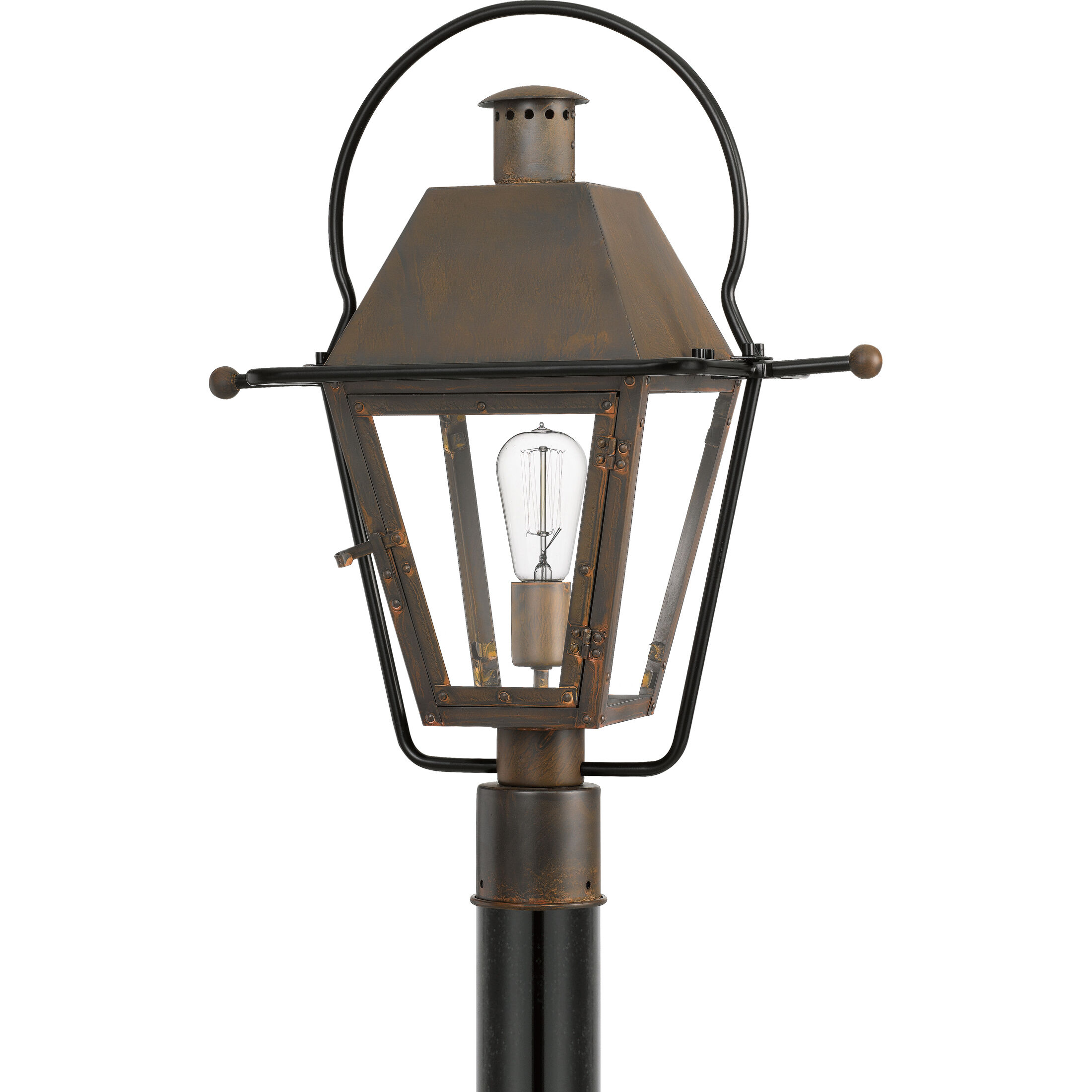 Rue De Royal 1 Light 23 inch Industrial Bronze Outdoor Post Lantern