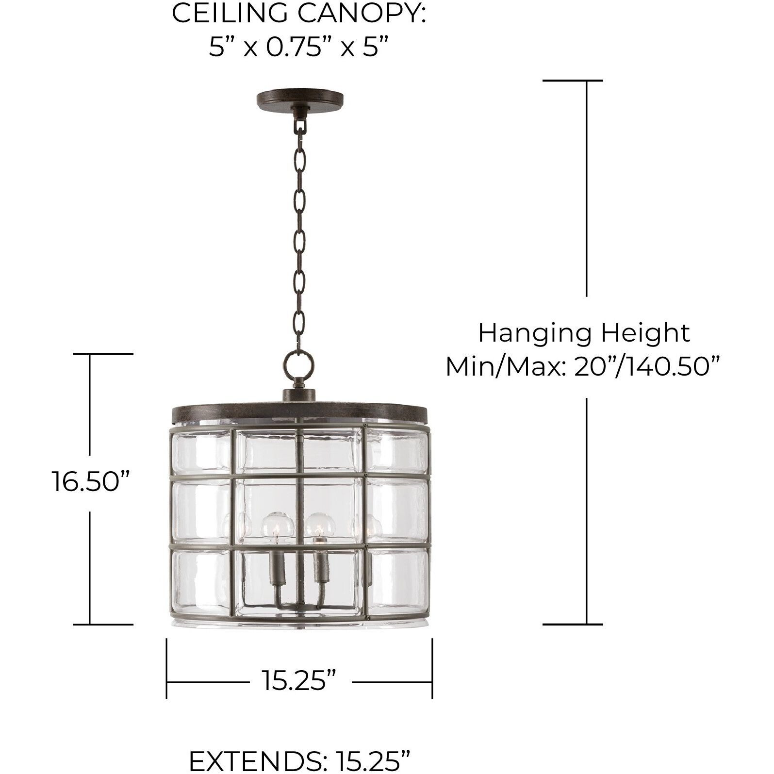 Colby 4 Light 15 inch Urban Grey Pendant Ceiling Light