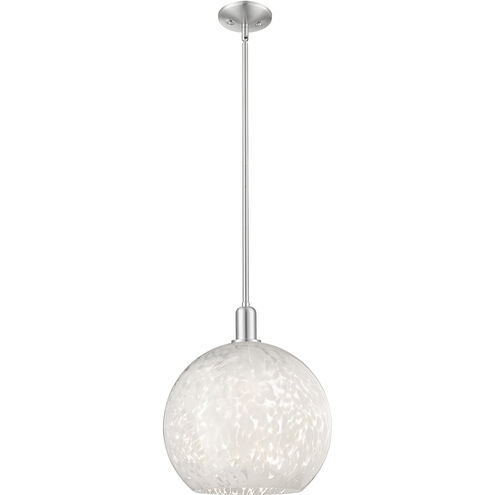 Arcadia White Mouchette 1 Light 13.75 inch Brushed Satin Nickel Mini Pendant Ceiling Light