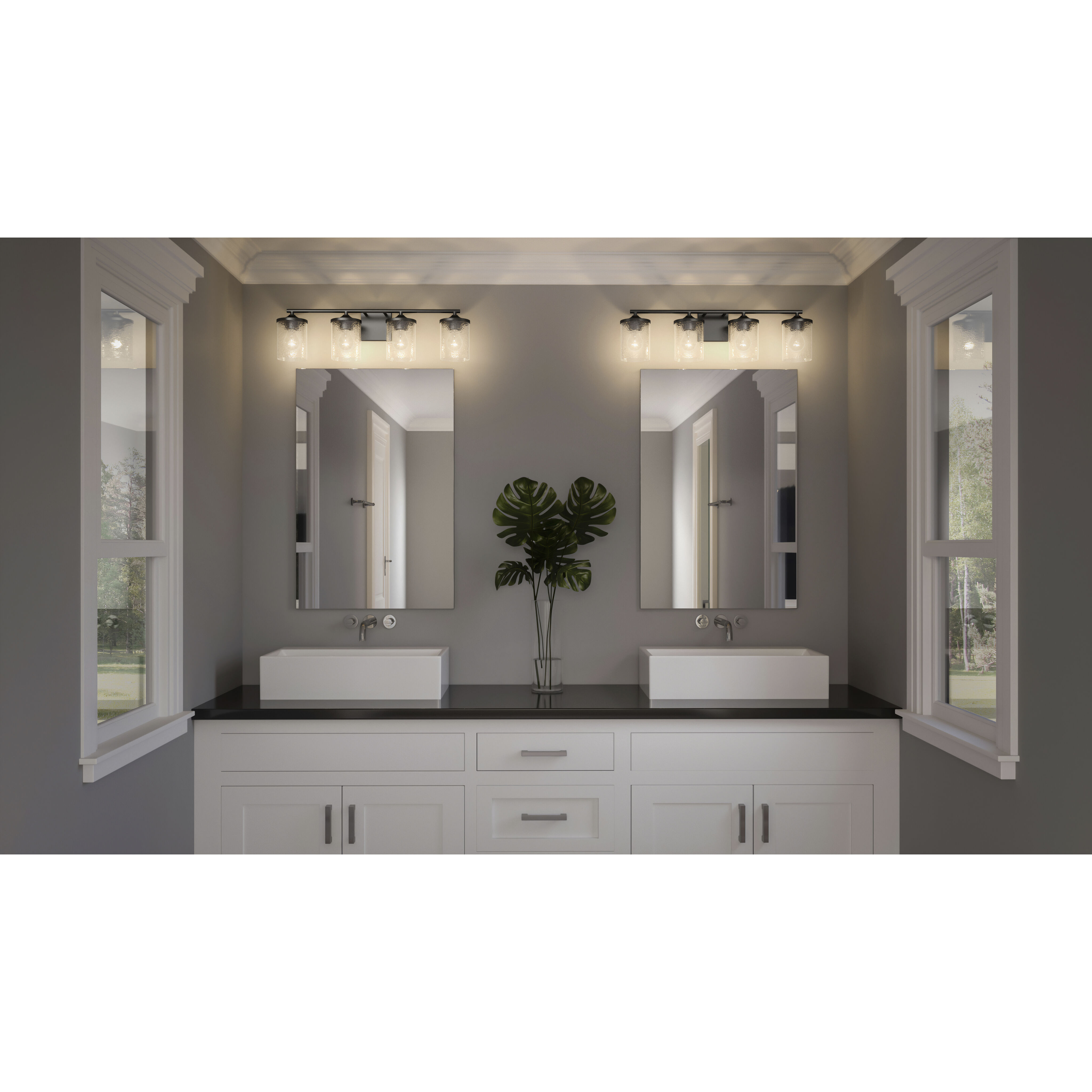 Abner 4 Light 28 inch Matte Black Bath Light Wall Light