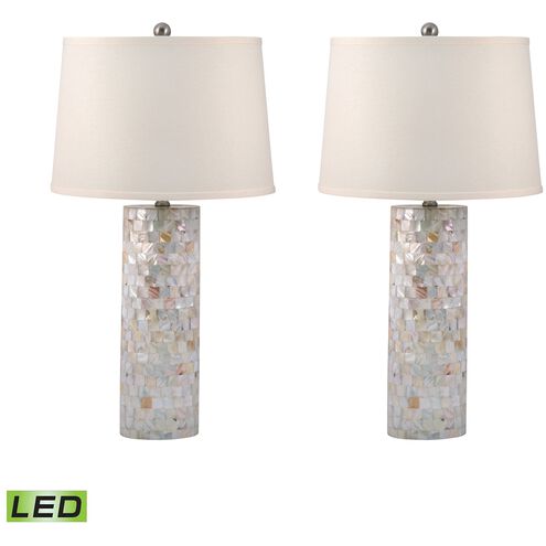 Mother of Pearl 28 inch 9.50 watt Natural Table Lamp Portable Light in LED, 3-Way, Set of 2
