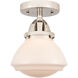 Nouveau 2 Olean LED 7 inch Polished Nickel Semi-Flush Mount Ceiling Light in Matte White Glass