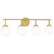 Eloise 4 Light 33 inch Aged Brass Bath Light Wall Light