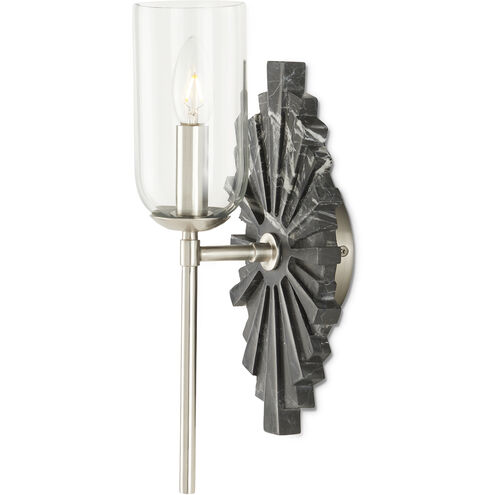 Benthos 1 Light 6 inch Black and Nickel and Clear Bath Sconce Wall Light
