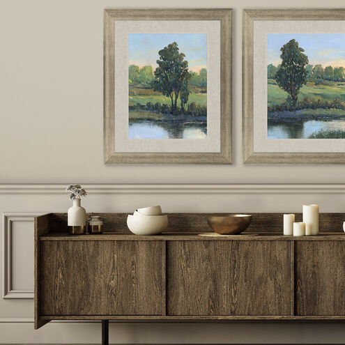 Riverbank Green and Blue and Orange Framed Art