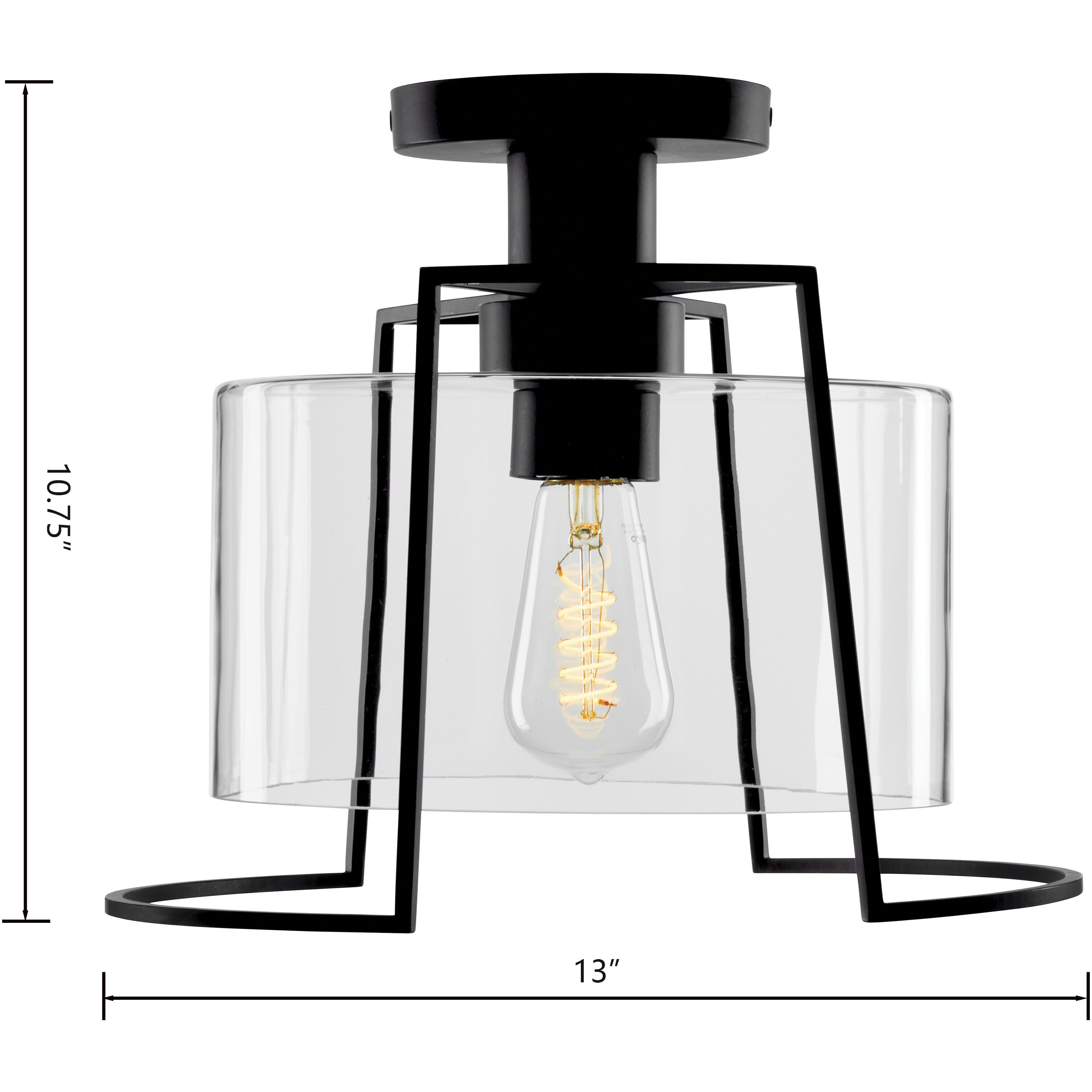 Cere 1 Light 13 inch Matte Black Outdoor Semi Flush Mount