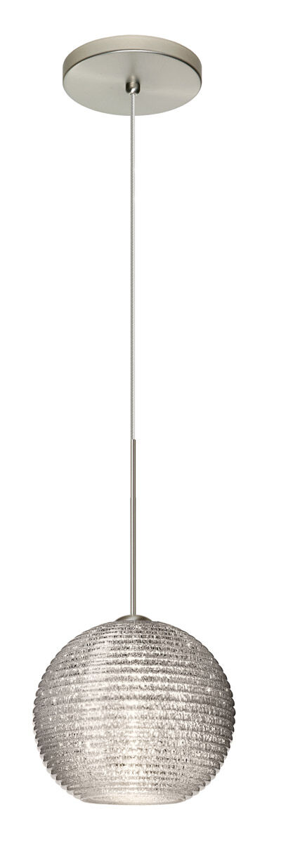 Kristall 6 LED Satin Nickel Pendant Ceiling Light in Glitter Glass