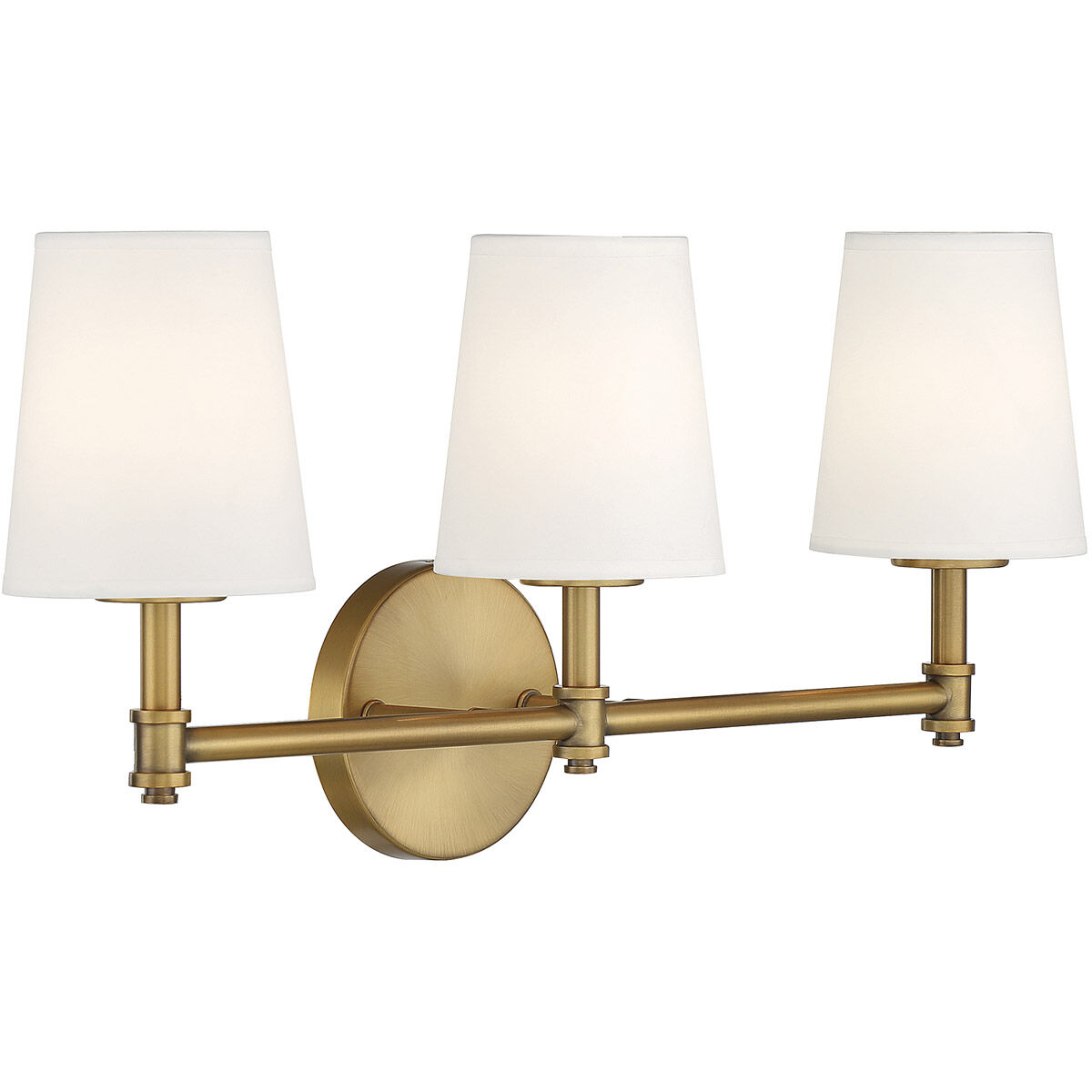 Traditional 3 Light 24 inch Natural Brass Bathroom Vanity Light Wall Light