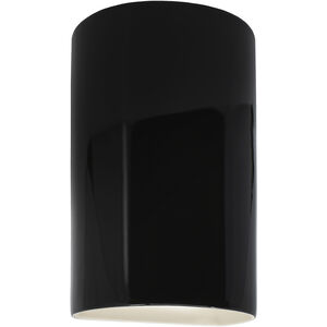 Ambiance Cylinder LED 12.5 inch Gloss Black Outdoor Wall Sconce, Large