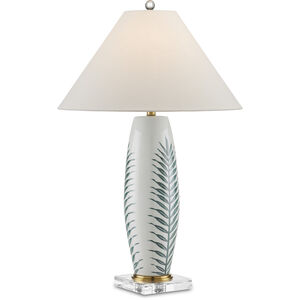 Kenita 33 inch 150 watt White and Green and Clear and Polished Brass Table Lamp Portable Light